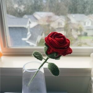 Handmade Crochet Red Rose – Eternal Flower Gift, Valentine’s Day, Anniversary